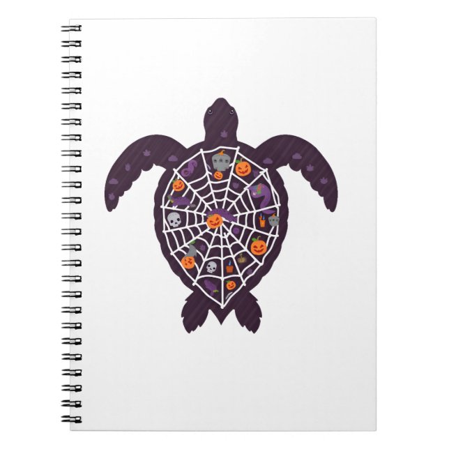 Sea Turtle Halloween Spider-web Pumpkin Ghost Hall Notebook (Front)