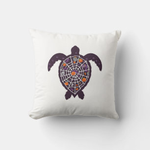 Sea Turtle Halloween Spider-web Pumpkin Ghost Hall Throw Pillow