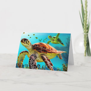 Sea Turtle Happy Birthday Letterpress Thank You Card