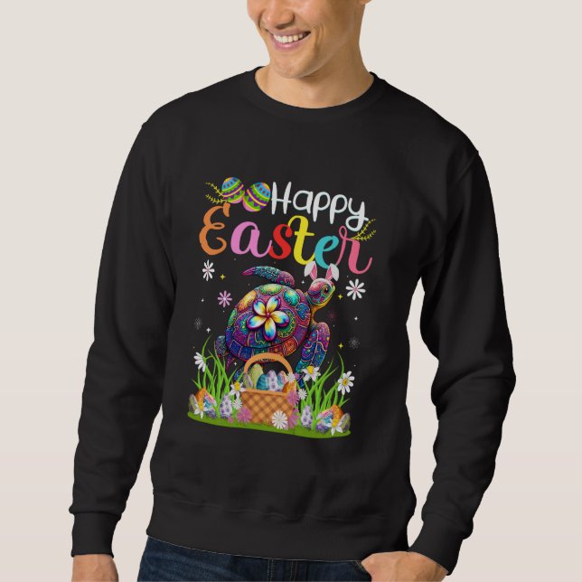 Sea Turtle Happy Easter Egg Hunt Bunny Ear Sea Tur Sweatshirt (Front)