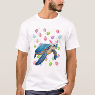Sea Turtle Happy Easter Egg Hunt Bunny Ear Sea Tur T-Shirt
