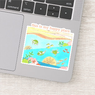 Sea Turtle Happy Place Sticker