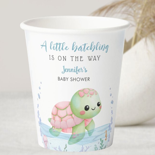 Sea Turtle Hatchling Baby Shower Girl Paper Cups (Creator Uploaded)