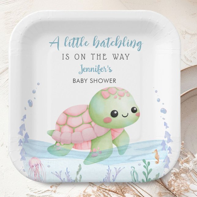 Sea Turtle Hatchling Baby Shower Girl Paper Plates (Creator Uploaded)