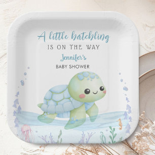 Sea Turtle Hatchling Boy Baby Shower Paper Plates