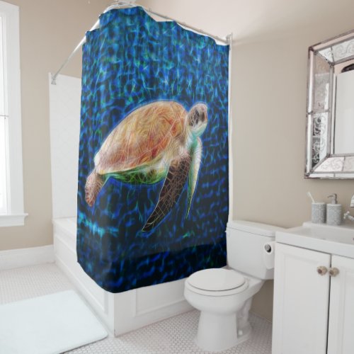 Sea Turtle Hawaiian Honu Deep Blue Sea Shower Curtain