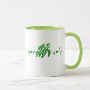 sea turtle heartbeat gift mug ocean lover
