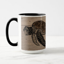 Sea Turtle & Hibiscus Mug 15oz