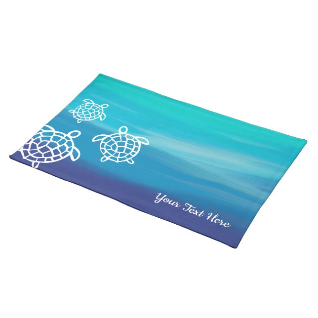 Sea Turtle Honu Ocean Beach Theme Cloth Placemat (On Table)