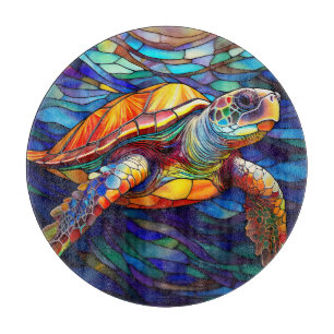 Sea turtle honu Stained glass art Cutting Board