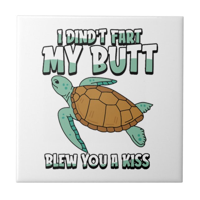 Sea Turtle Humorous Ceramic Tile (Front)