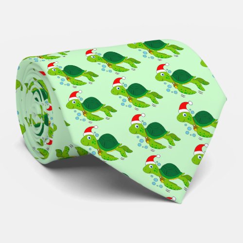 Sea Turtle in a Santa Hat Neck Tie