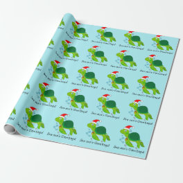 Sea Turtle in a Santa Hat Ocean Christmas Holiday Wrapping Paper