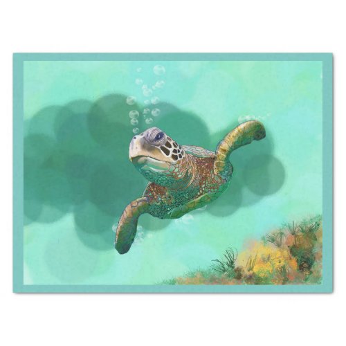 Sea Turtle in Bubbles Wrapping Paper Sheets Medium