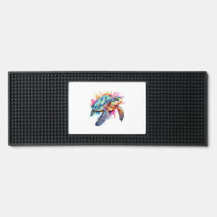 Sea Turtle in Colorful Watercolor Bar Mat
