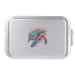 Sea Turtle in Colorful Watercolor Cake Pan