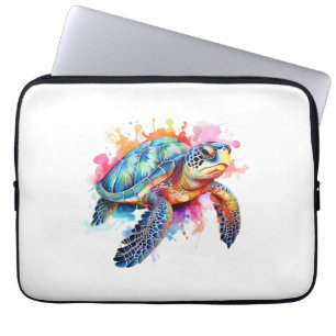 Sea Turtle in Colorful Watercolor Laptop Sleeve