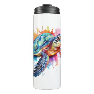 Sea Turtle in Colorful Watercolor Thermal Tumbler