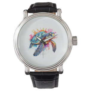 Sea Turtle in Colorful Watercolor Watch