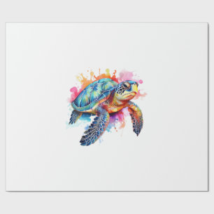 Sea Turtle in Colorful Watercolor Wrapping Paper