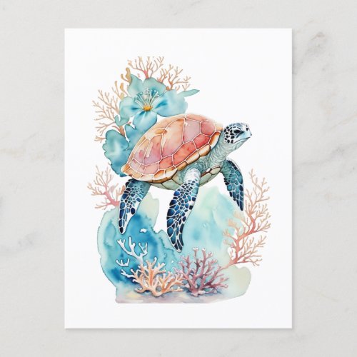 Sea Turtle in Coral Reef  Postcard