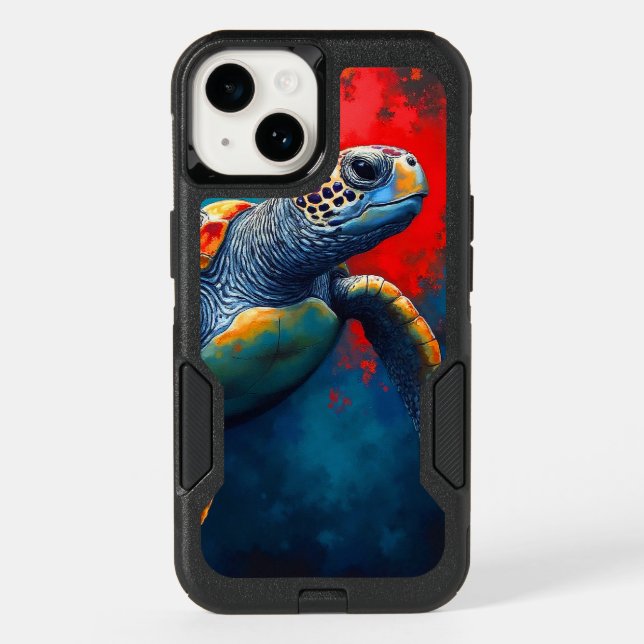 Sea Turtle in Deep Sea Otterbox iPhone Case (Back)