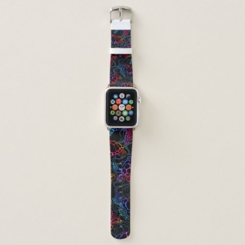 Sea turtle in psychedelic multicolor colors with w apple watch band