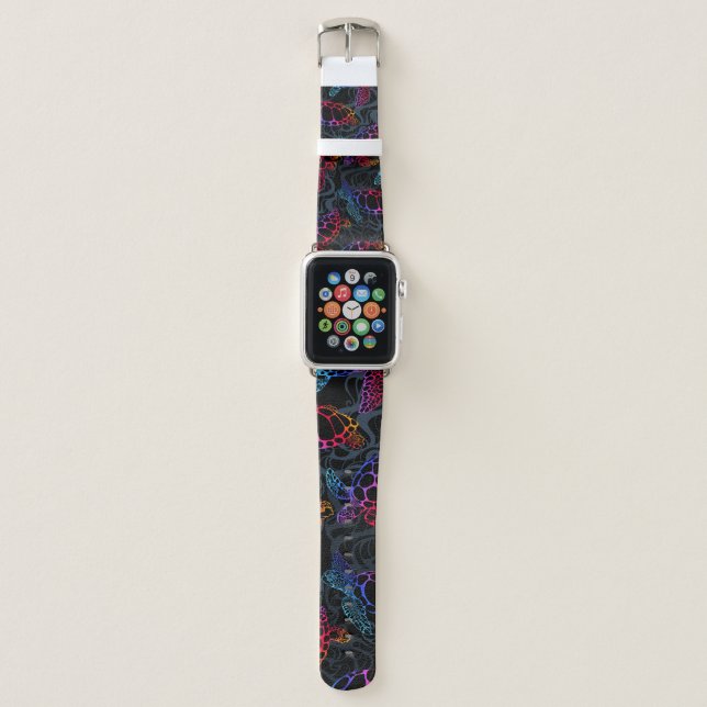 Sea turtle in psychedelic multicolor colors with w apple watch band (Front)