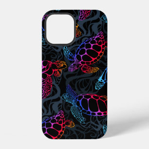 Sea turtle in psychedelic multicolor colors with w iPhone 12 case