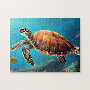 Sea Turtle in Watercolor Jigsaw Puzzle
