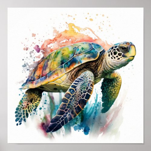 Sea turtle in watercolor  poster