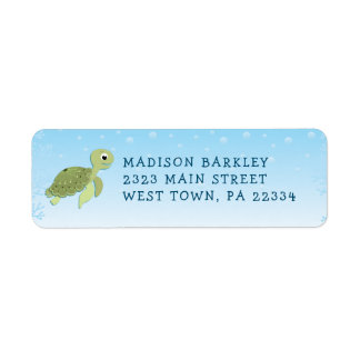 Sea Turtle Kid Cute Ocean Return Address Label