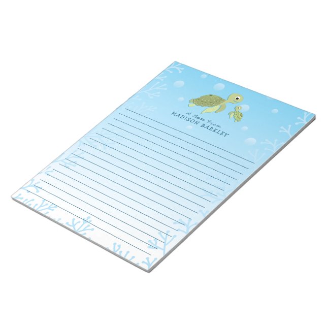 Sea Turtle Kid Cute Ocean Stationary Notepad (Angled)