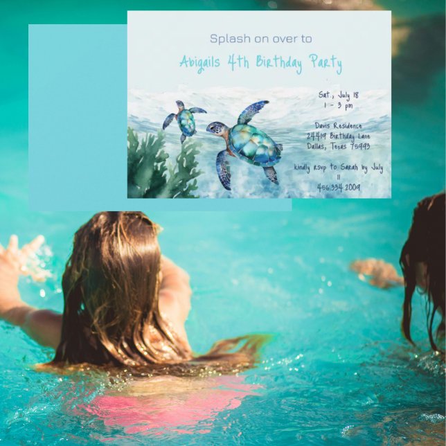 Sea Turtle Kid's Birthday Party Invitation (Creator Uploaded)