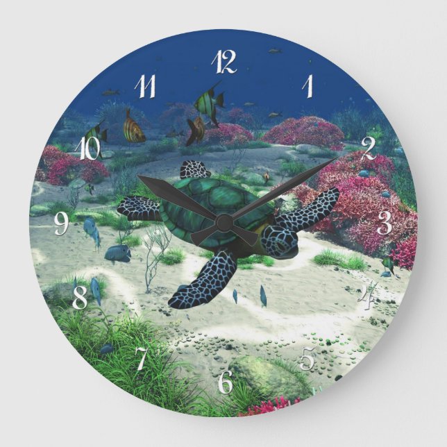 Sea Turtle Large Clock (Front)