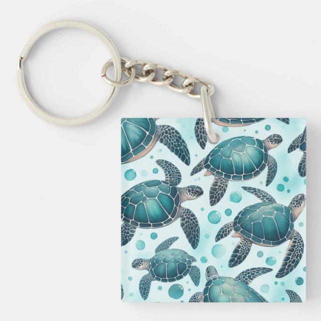 Sea Turtle Life (custom) Keychain (Front)