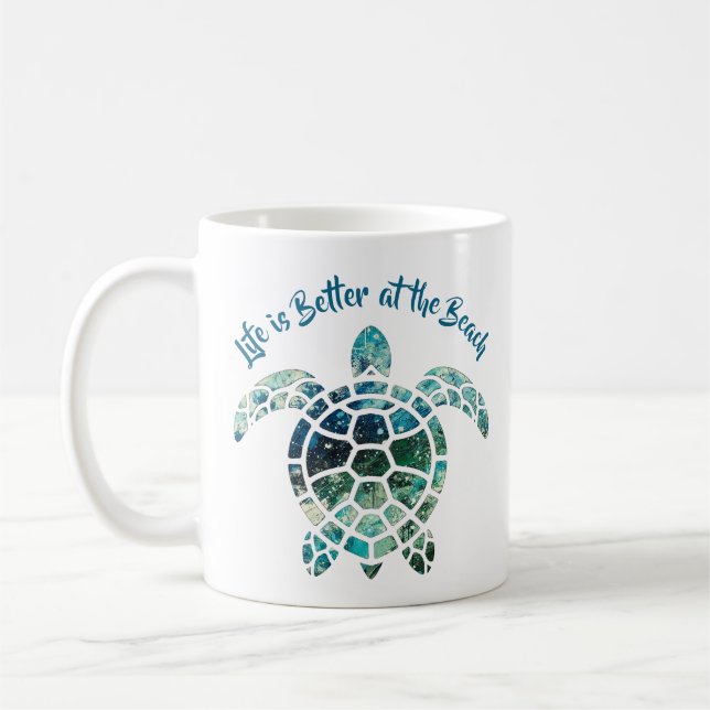 Sea Turtle – Life is Better at the Beach  Coffee Mug (Left)
