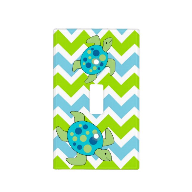 sea turtle light switch plate cover blue green (Front)