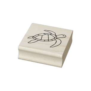 Sea Turtle Line Art – Minimalist Marine Animal Rubber Stamp
