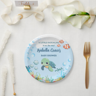 Sea Turtle Little Hatchling Baby Shower 7" Paper Plates