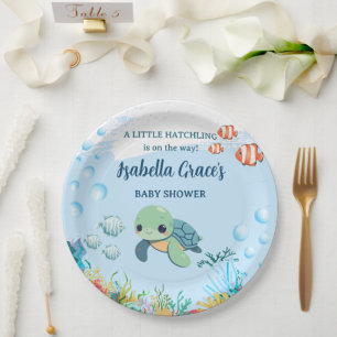 Sea Turtle Little Hatchling Baby Shower 9" Paper Plates