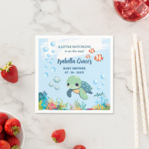 Sea Turtle Little Hatchling Baby Shower Cocktail Napkins