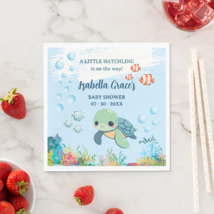 Sea Turtle Little Hatchling Baby Shower Luncheon Napkins