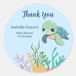 Sea Turtle Little Hatchling Baby Shower Thank You Classic Round Sticker