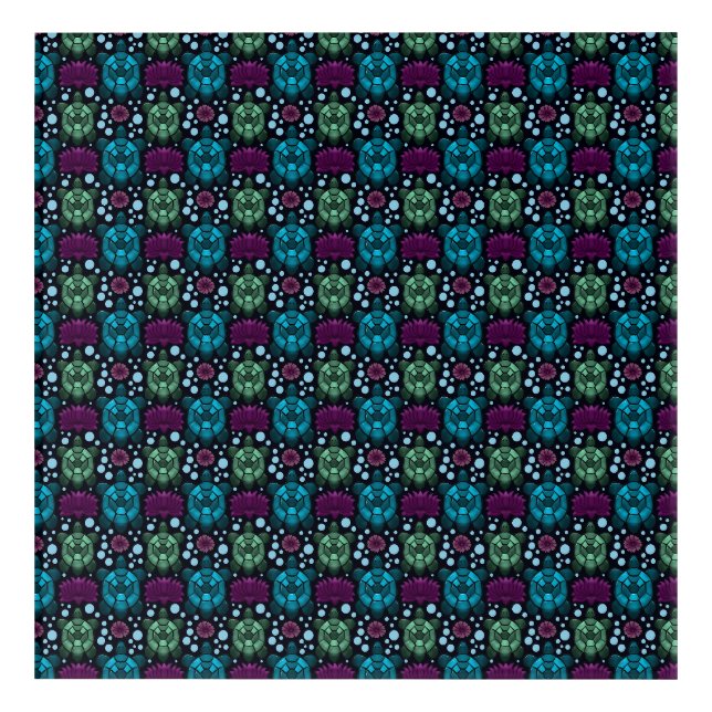 Sea Turtle & Lotus Flower Pattern  Acrylic Print (Front)