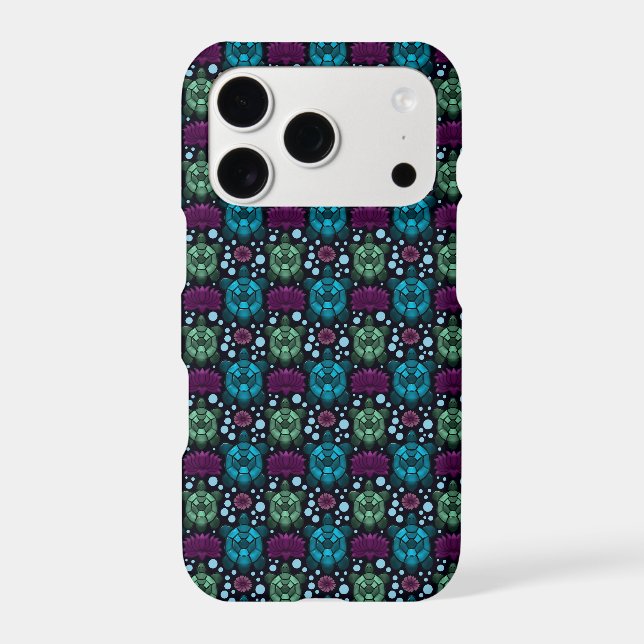 Sea Turtle & Lotus Flower Pattern  Iphone Case (Back)