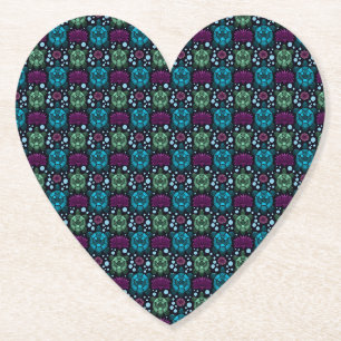 Sea Turtle & Lotus Flower Pattern Paper Coaster