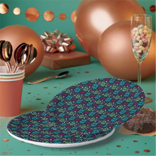 Sea Turtle & Lotus Flower Pattern Paper Plates
