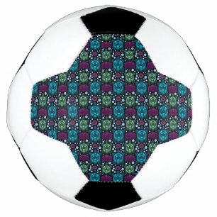 Sea Turtle & Lotus Flower Pattern Soccer Ball