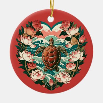Sea Turtle Lotus Flower Seas Turtles               Ceramic Ornament by Vintage_Bubb at Zazzle